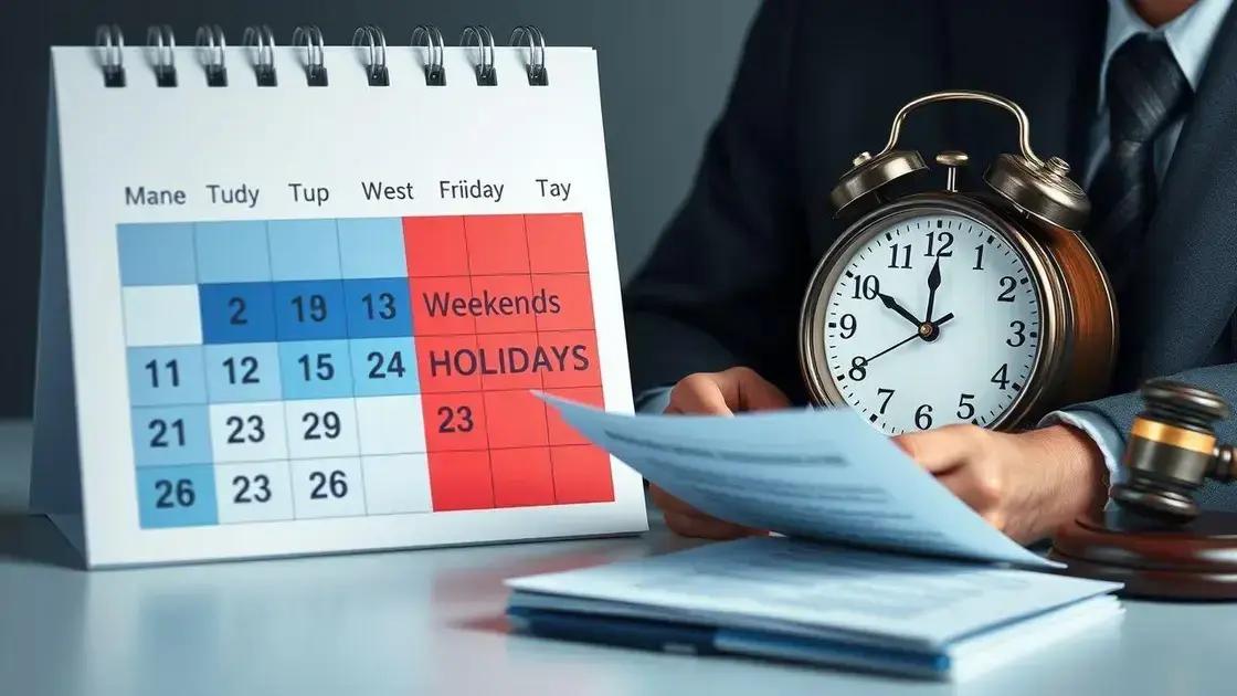 Diferença entre dias úteis, fins de semana e feriados na execução da medida