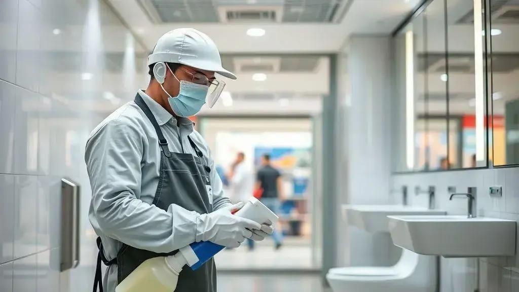 Regras específicas para limpeza de banheiros públicos em shoppings